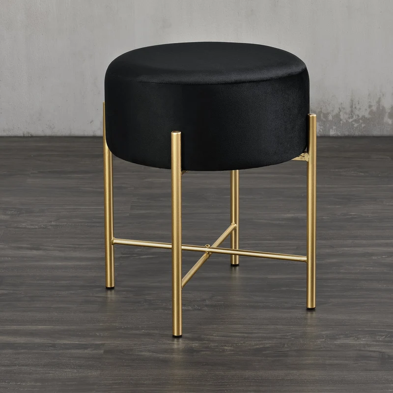 Taburete Kungälv Taburete tapizado hasta 100 kg Negro/Color latón [en.casa]