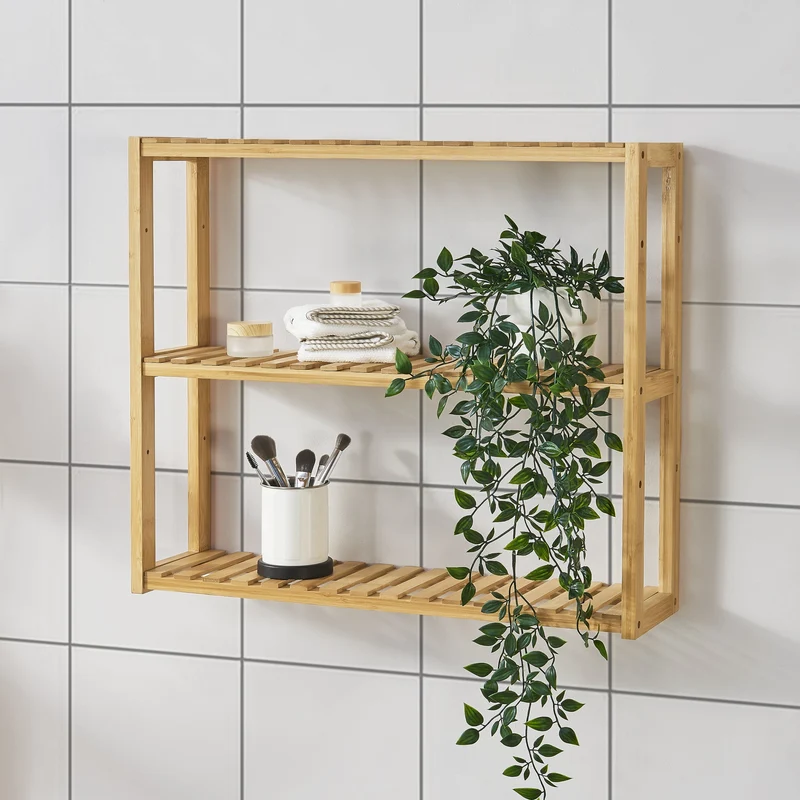 Estantería de bambú Örnsköldsvik 60x15x54cm Madera natural [en.casa]