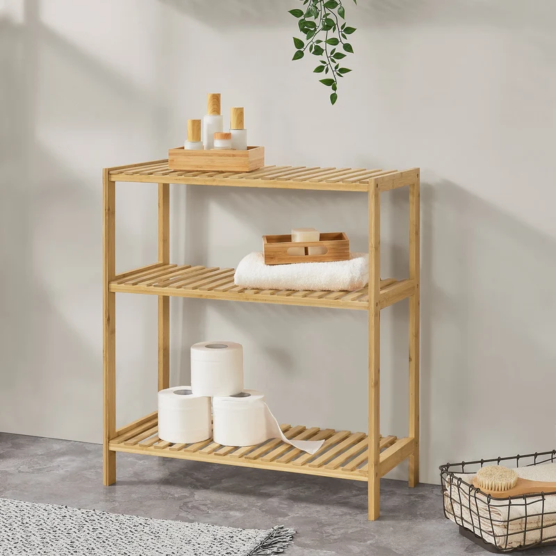 Estantería de bambú con 3 niveles Nyköping efecto madera 58 x 26 x 66 cm [en.casa]