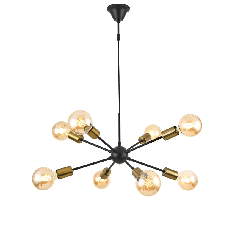 Lámpara colgante Amiens 8 luces E27 Negro / Color latón [lux.pro]