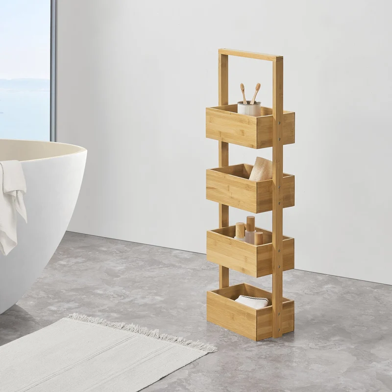 Estantería de bambú con 4 estantes Bardu 28 x 16 x 88 cm [en.casa]®
