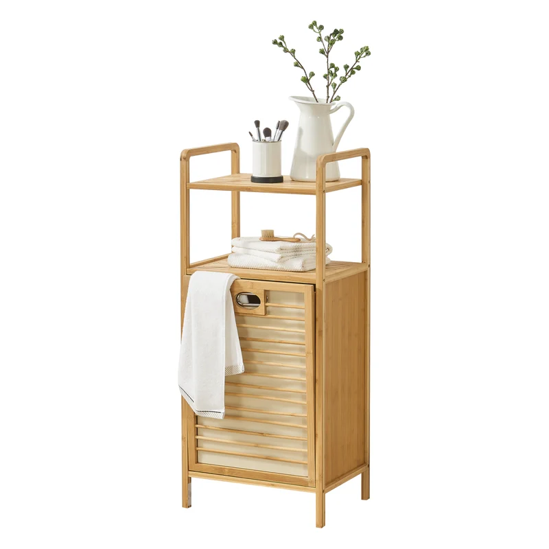 Cesto de Ropa Sucia de Bambú Rendalen 40x30x95 cm [en.casa]®