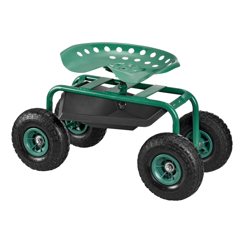 Asiento de jardín móvil hasta 135 kg Verde pro.tec