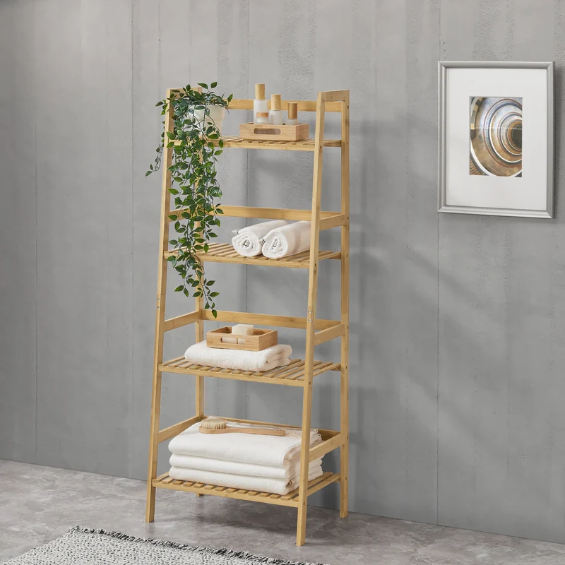 Estantería de escalera de bambú Vinje 48x32x123cm [en.casa]