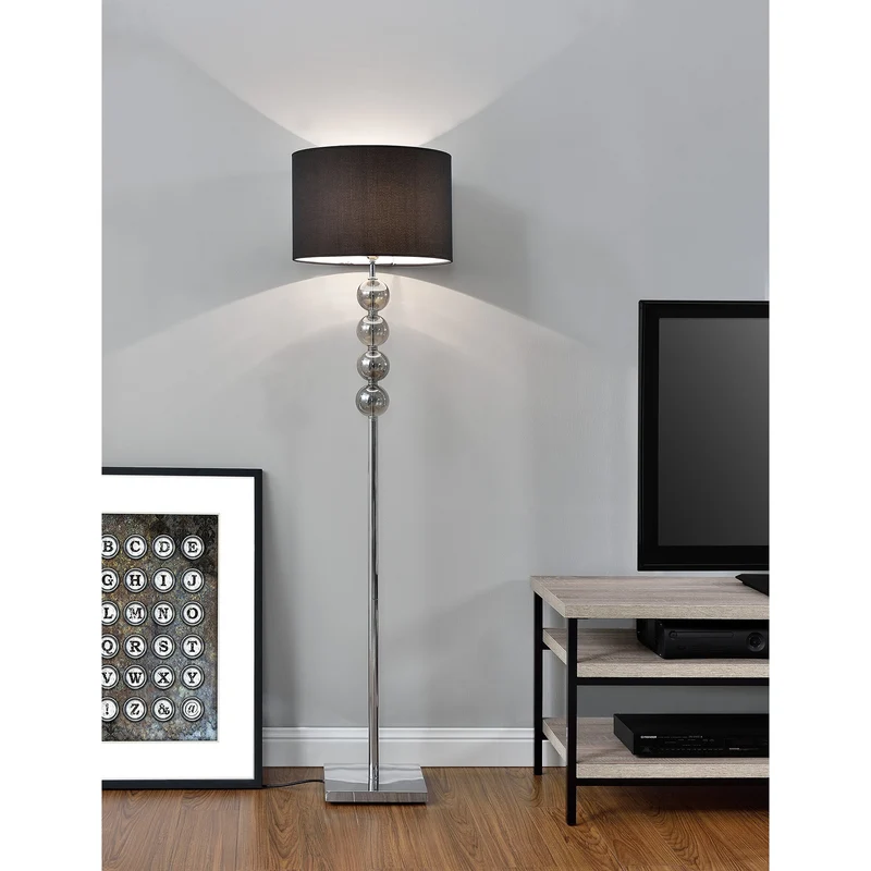 [lux.pro]® Lámpara de pie 'Spheridern' -- E27 / 60 W / 230 V - negro-cromo (155cm - 37,5 cm)