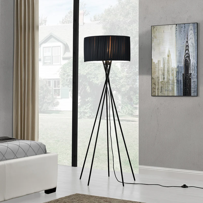 Lámpara de pie Black Mikado 1x E27 48x155 cm Negro lux.pro