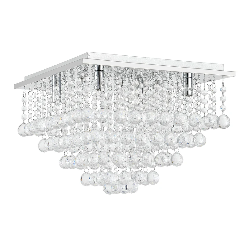 Lámpara de techo de cristal [38x38cm] Lámpara de techo candelabro lámpara de habitación cromo [lux.pro]