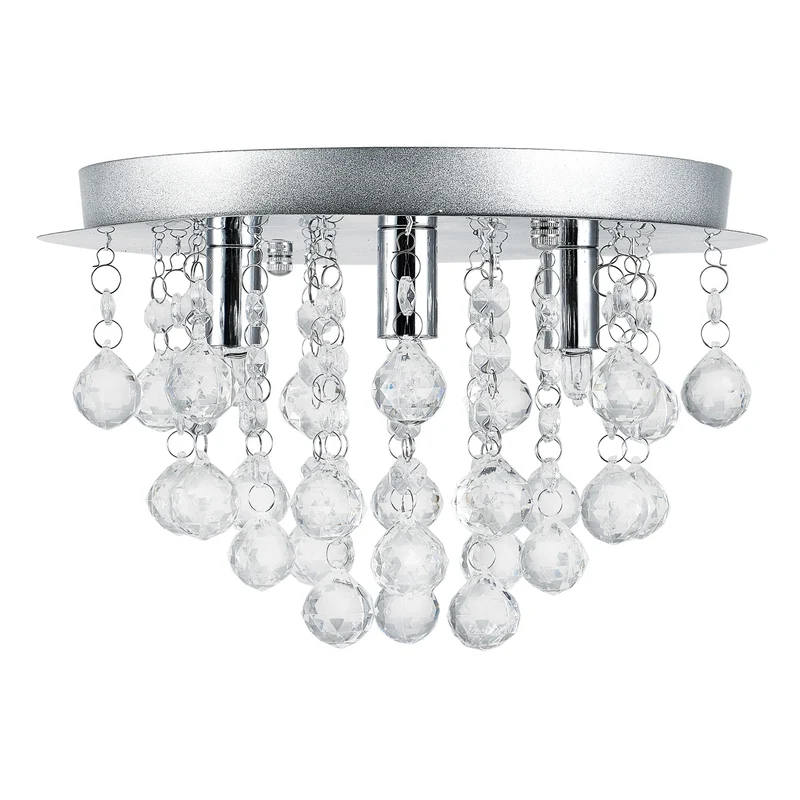 Lámpara de techo Trio 3x G9 con cristales artificiales Ø28x20 cm color cromo/plata
