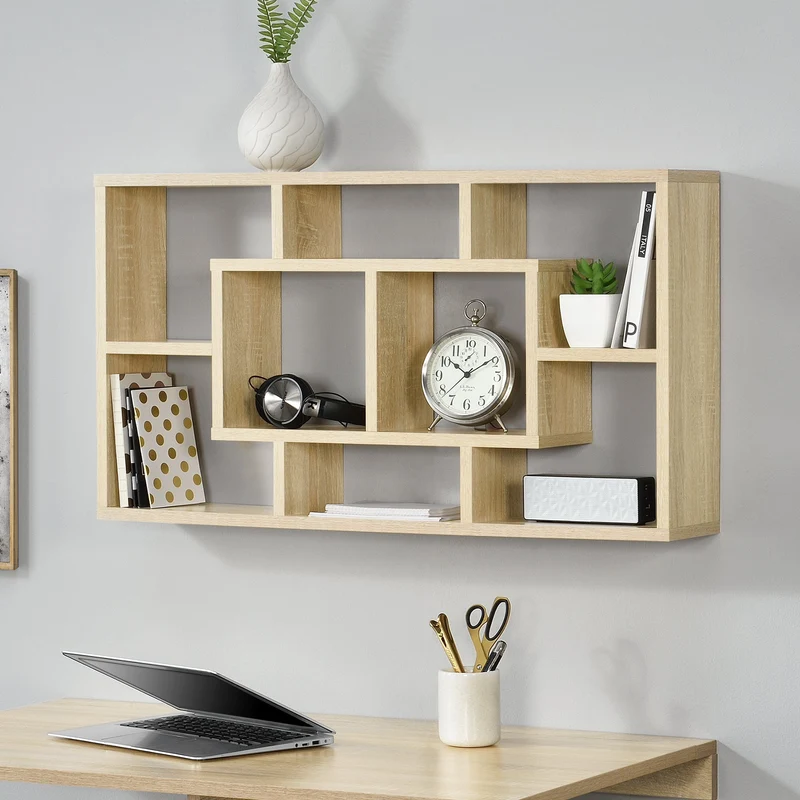 Estante de pared Saputit 85 x 47,5 x 16 cm Estante colgante en aspecto roble en.casa