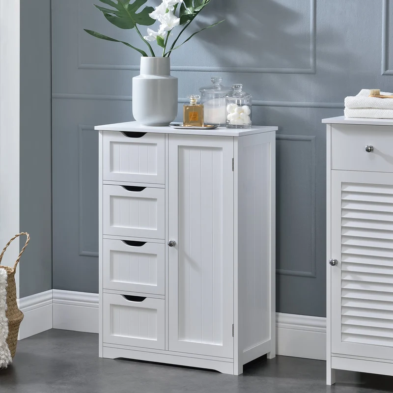 Armario de baño Locust 81x55x30 cm Blanco en.casa
