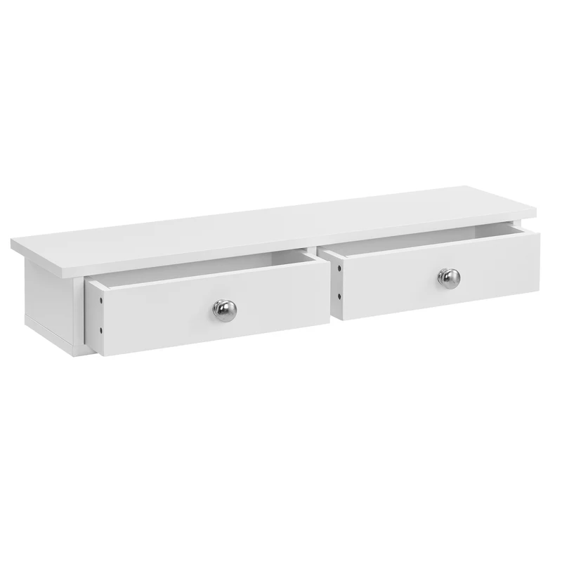 Estantería de pared Geeste 60x15x10 cm con 2 cajones Blanco [en.casa]