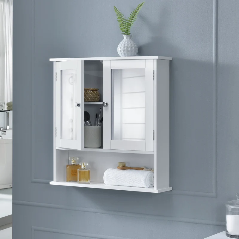 Armario de baño Locust 58x56x13 cm Blanco [en.casa]