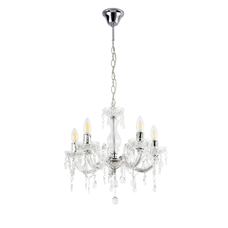 Lámpara de araña Weimar 5x E14 Ø35 x 145 cm Cristal/Blanco lux.pro