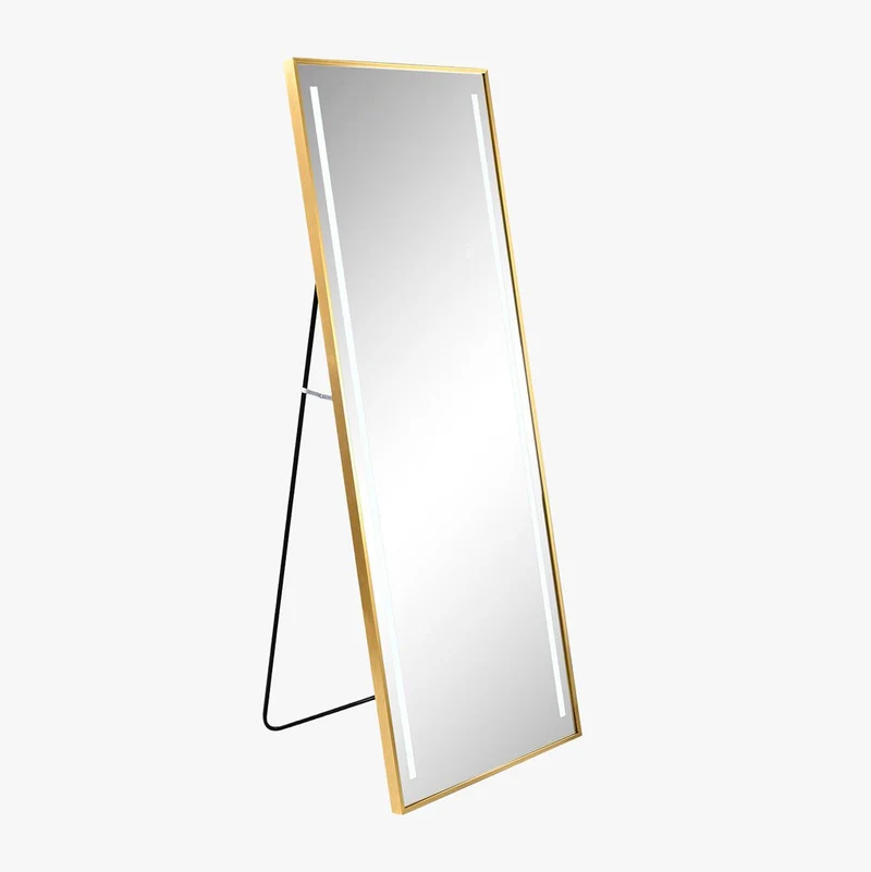 Espelho de Chão em Alumínio Dourado com Led STILO
