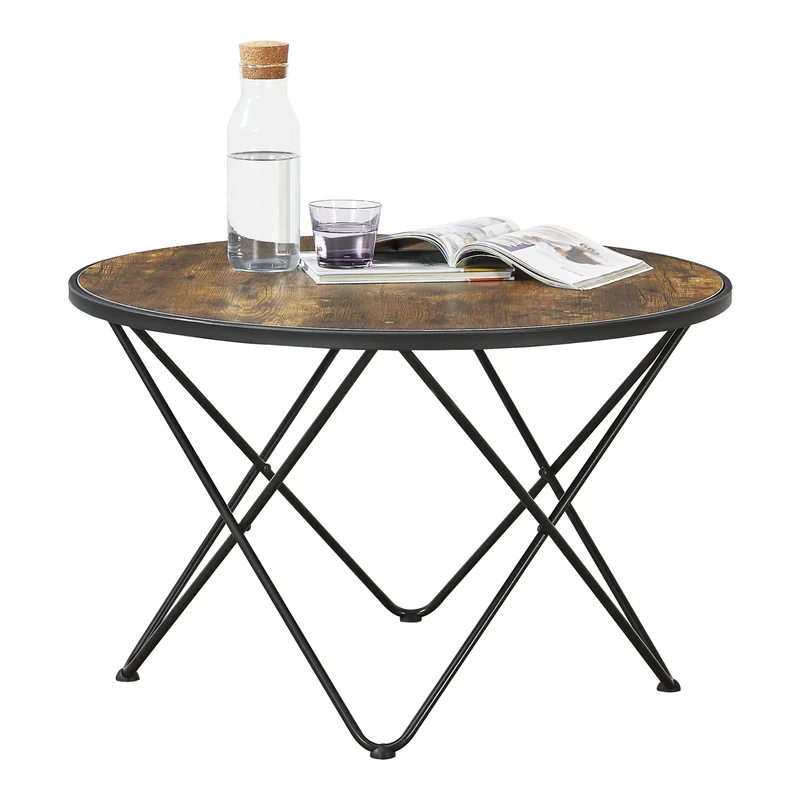 Mesa de centro Goskamark 80x50 cm estructura de acero tono de madera oscura [en.casa]