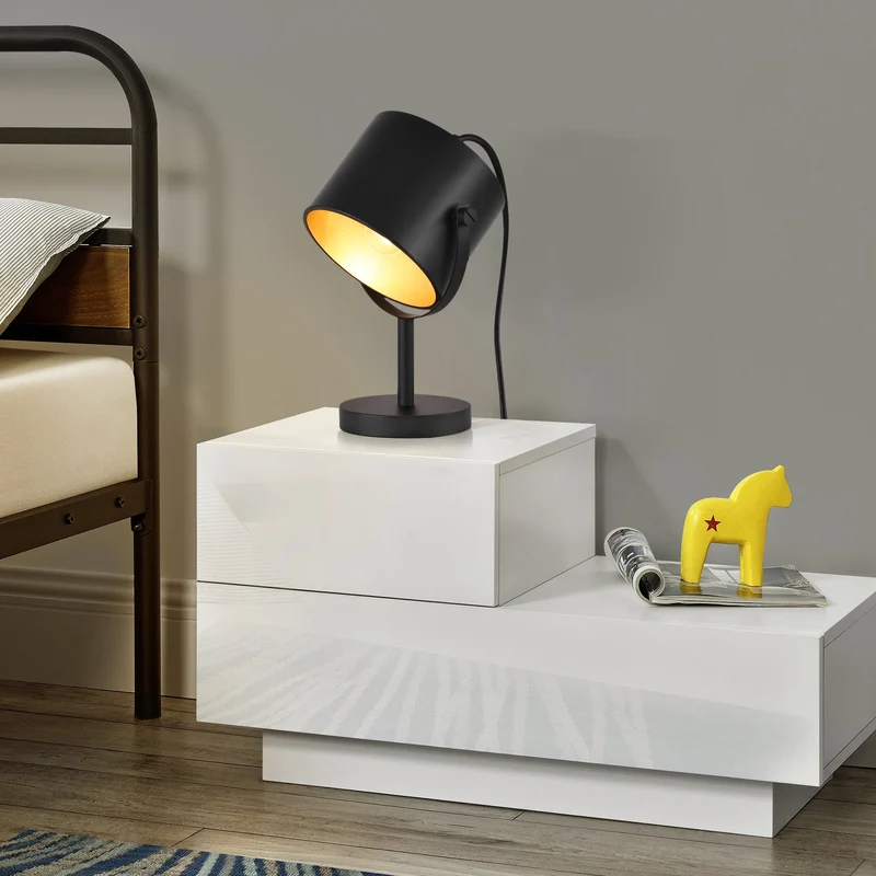 Lámpara de mesa Farstorp 1 x E27 Negro [lux.pro]