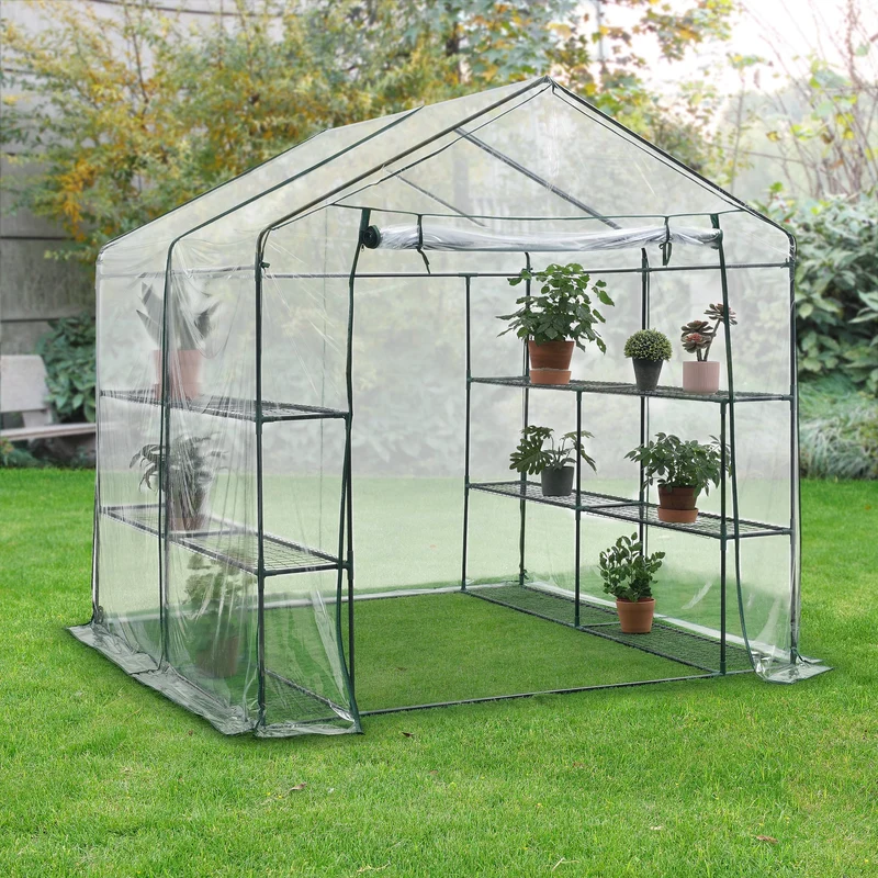 Invernadero Grünau con estantes 200x200x220cm Transparente [en.casa]