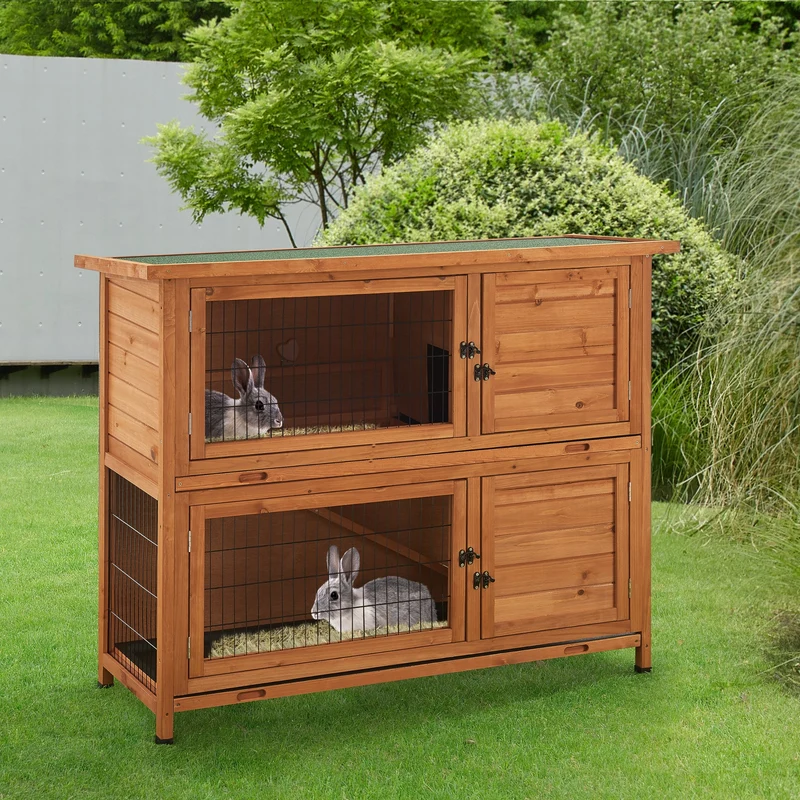 Casa de conejos Falkenau Recinto para animales pequeños 104x122x50cm Madera de abeto [en.casa]