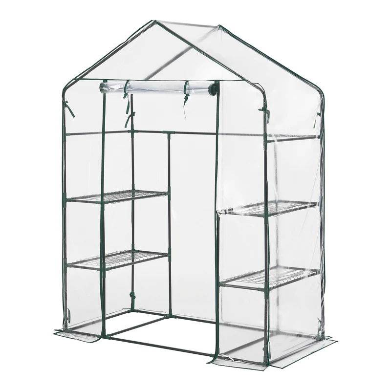 Invernadero Hoorn con estantes 140x73x195cm Transparente [en.casa]