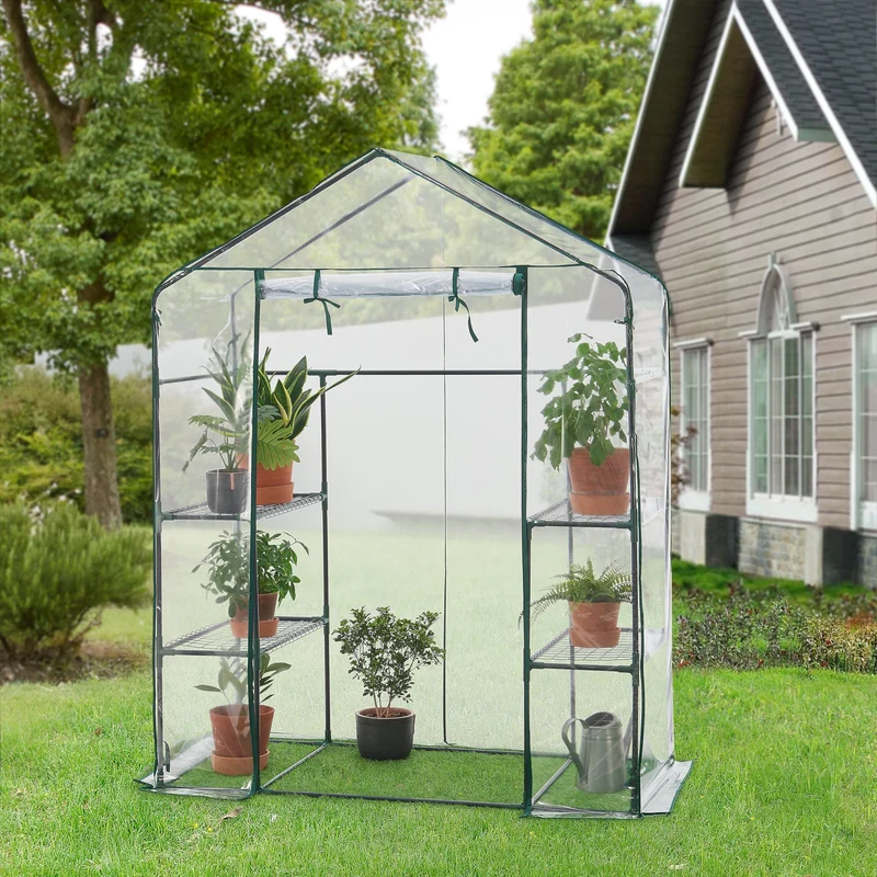 Invernadero Hoorn con estantes 140x73x195cm Transparente [en.casa]