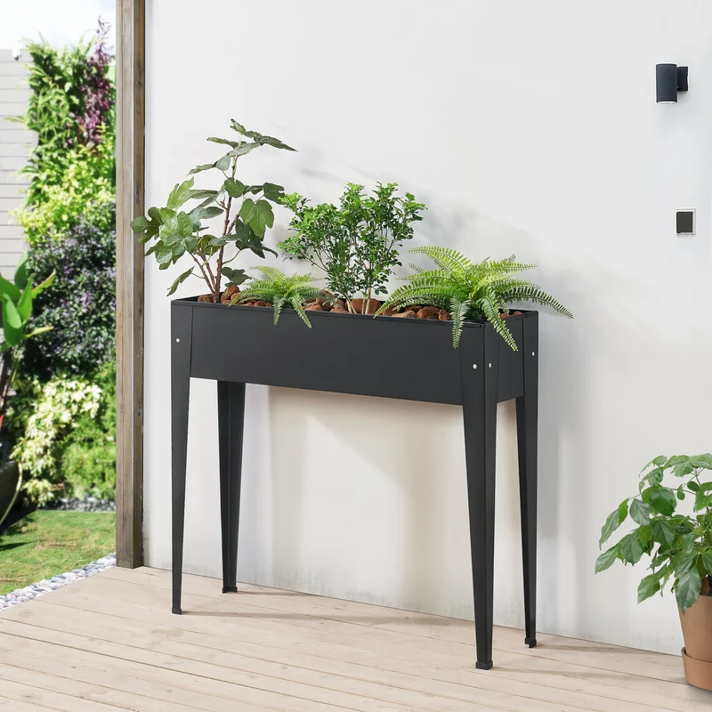 Huerto elevado Lelystad 98x25x82cm Acero Antracita [en.casa]