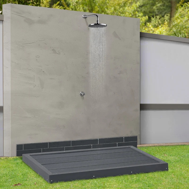 Placa base WPC Nürtingen para ducha solar 101x63x5,5cm [en.casa]
