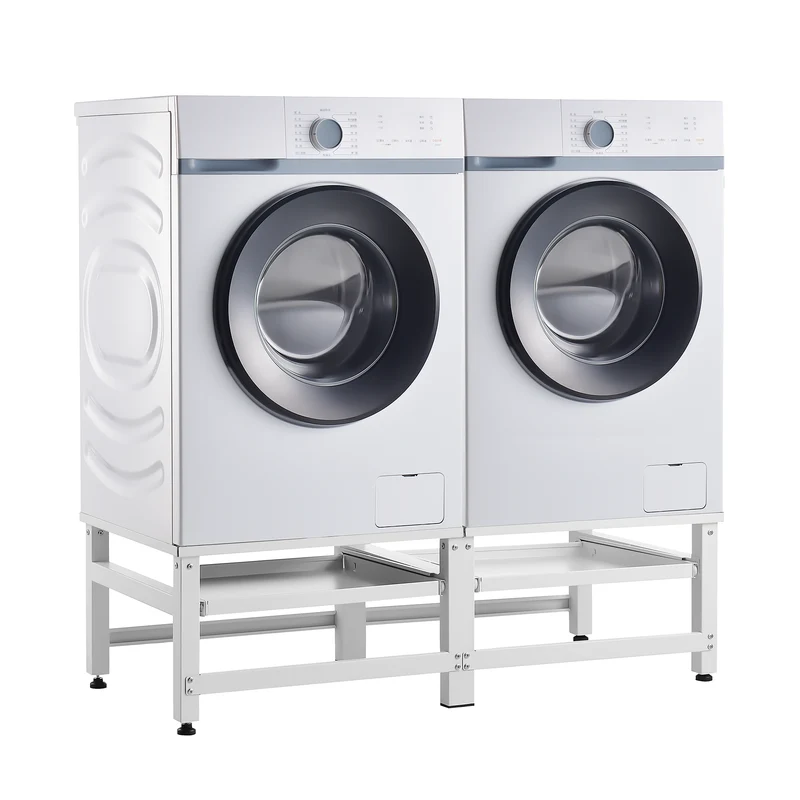 Base para lavadora doble Bothel con estantes 150 kg Blanco [en.casa]