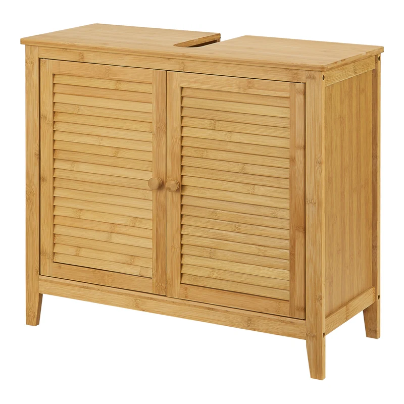 Mueble bajo lavabo Värmdö con 2 puertas bambú 60 x 67 x 30 cm natural [en.casa]