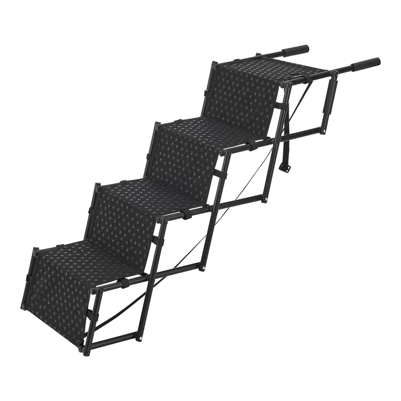 Escalera para perros Colchester plegable hasta 55 kg 101x75x45 cm negro hierro poliéster [en.casa]