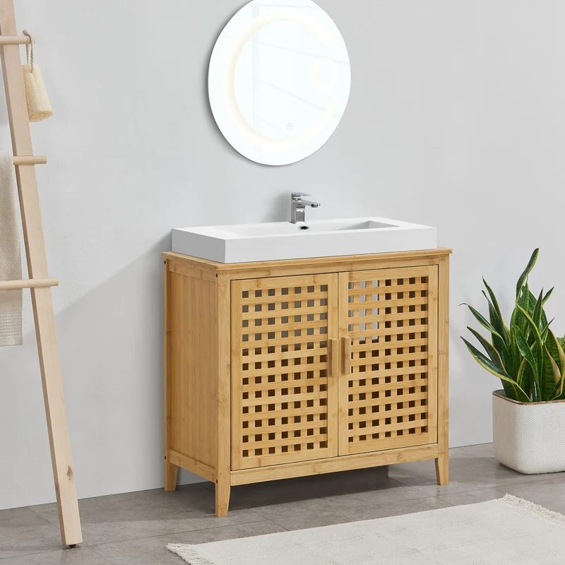 Mueble bajo lavabo Ingmarsö bambú 60 x 67 x 30 cm natural [en.casa]