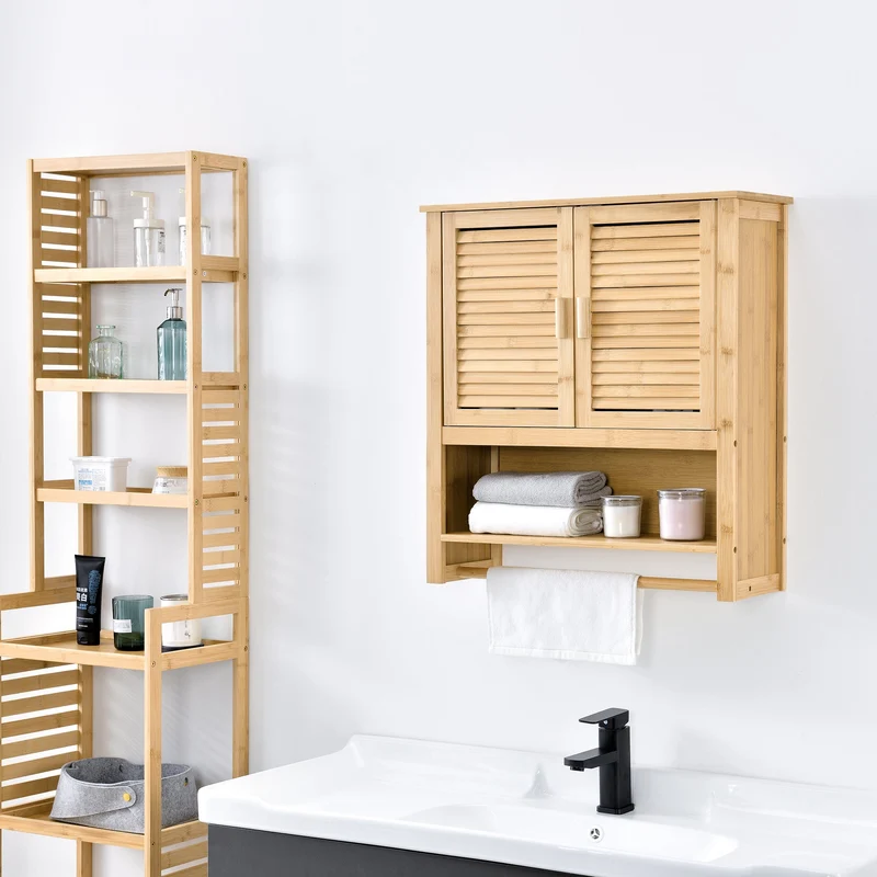 Armario de baño Tyresö Armario colgante Bambú 66 x 62 x 20 cm [en.casa]