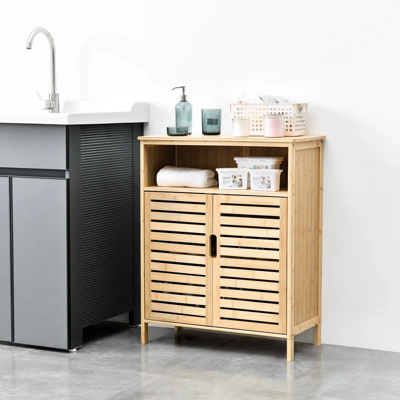 Mueble auxiliar Eslöv 3 compartimentos bambú 81x66x31cm natural [en.casa]