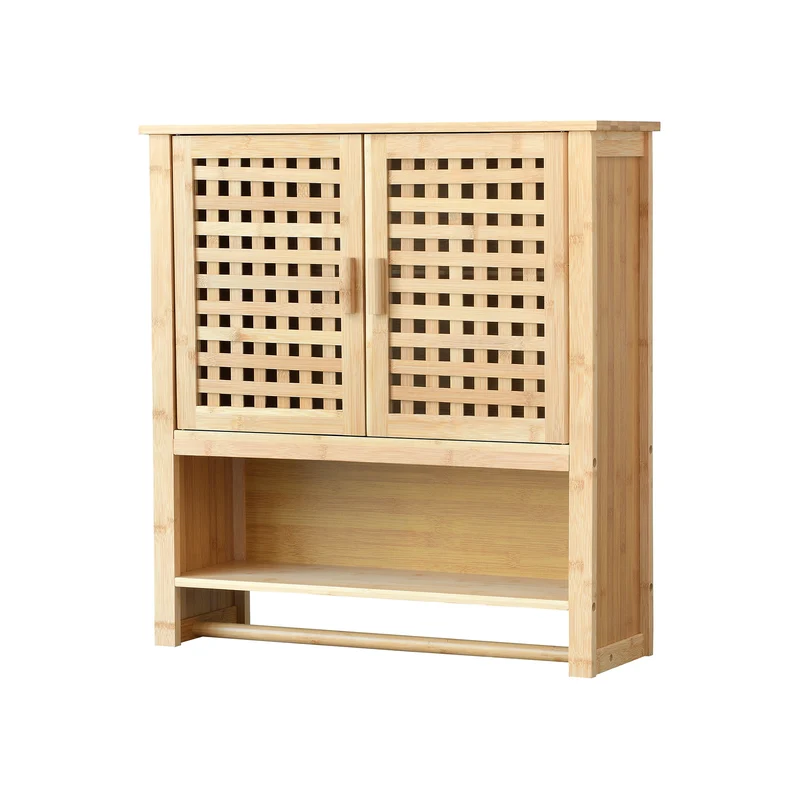 Armario de baño Borlänge Armario colgante Bambú 66 x 62 x 20 cm [en.casa]
