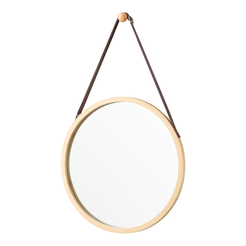 Espejo de pared de bambú Bykle redondo 38 cm [en.casa]