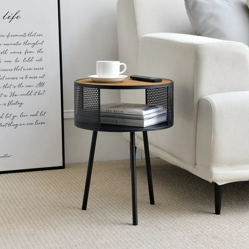 Mesa auxiliar Bjørnsund redonda de 34 cm de ancho [en.casa]