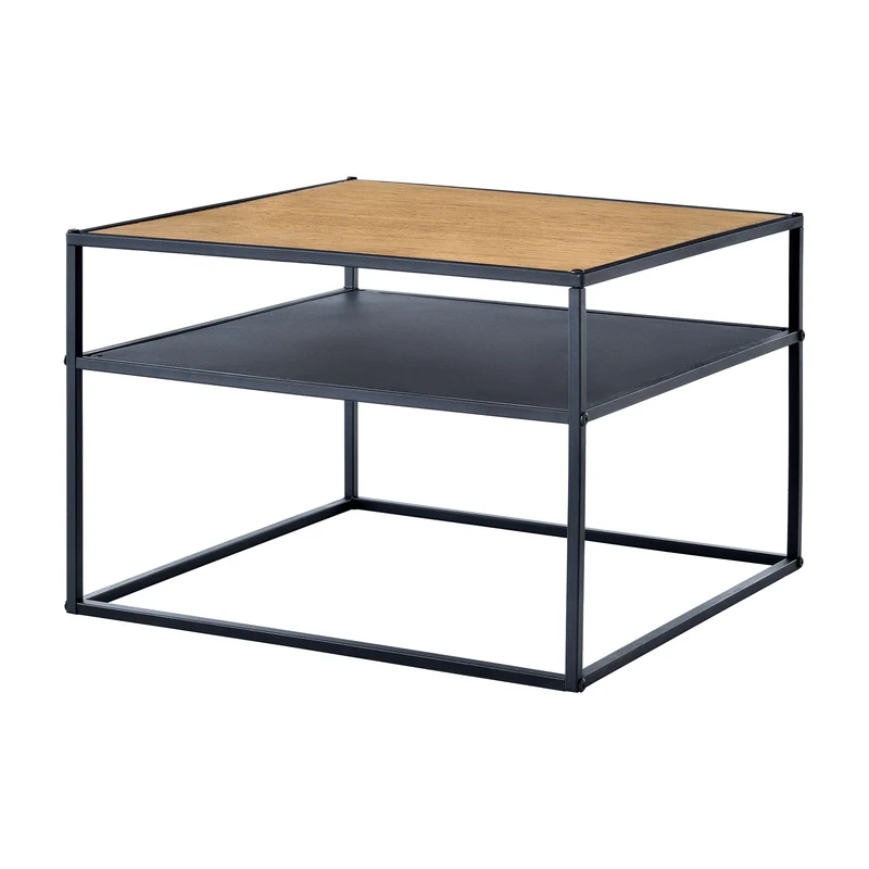 Mesa auxiliar Quinisut 40 x 55 x 55 cm aspecto madera/negro [en.casa]