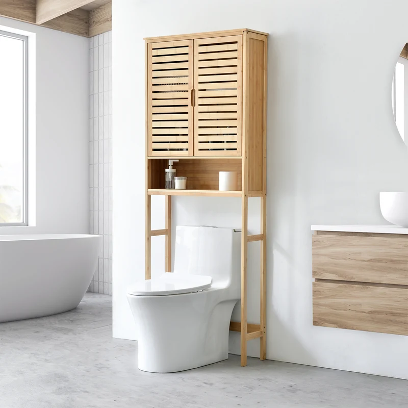 Armario de baño Geta 170 x 66 x 23 cm Bambú [en.casa]