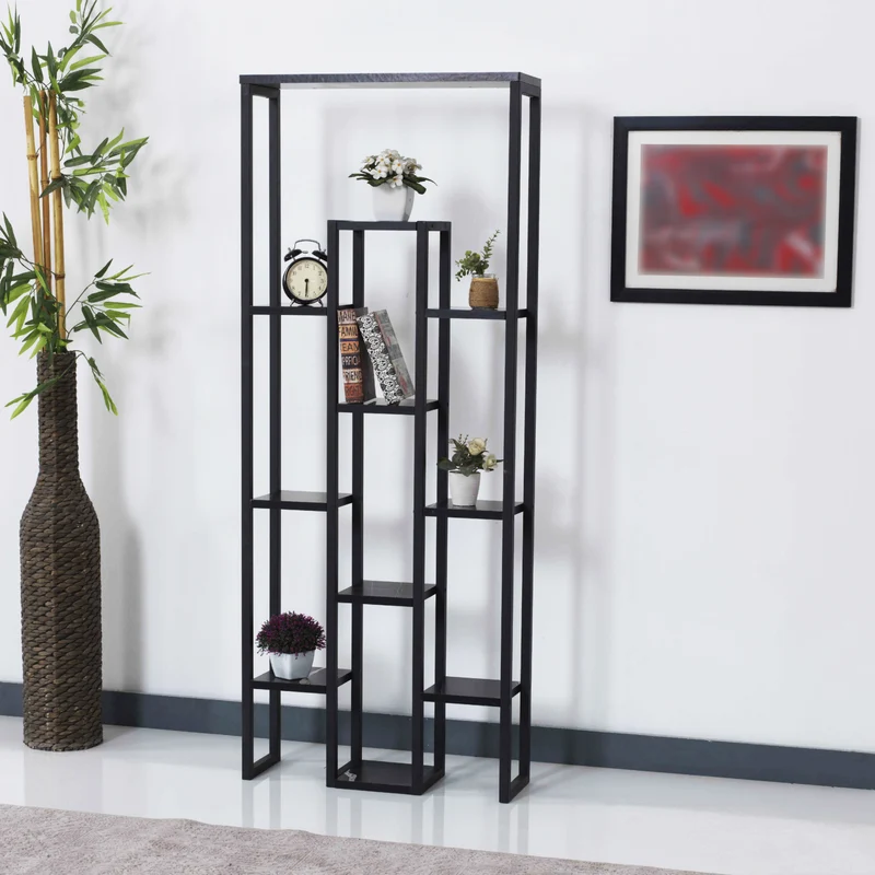 Estantería para plantas Blaavandshuk 150 x 60 x 19 cm Negro / aspecto mármol [en.casa]