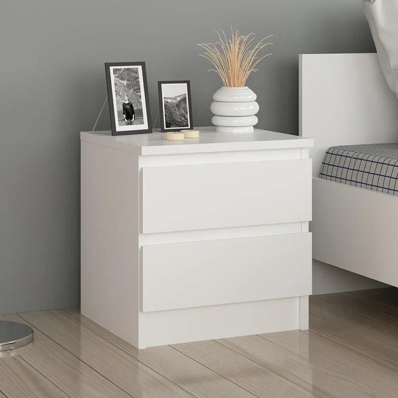 Mesita de noche Fuglebjerg 42x40x37 cm Blanco [en.casa]