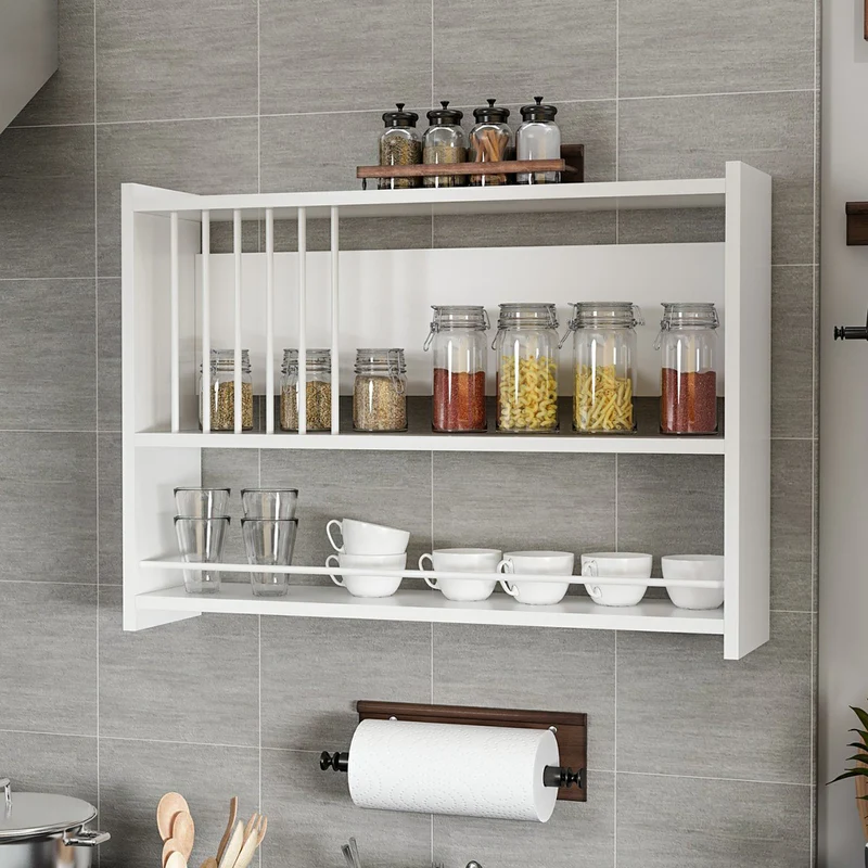 Estantería de pared Helsingør con 3 estantes Blanco [en.casa]