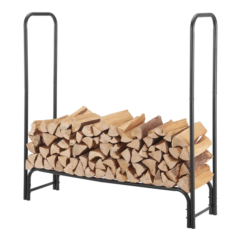 Estante para leña Kwethluk acero 124x124x34,5cm negro [casa.pro]