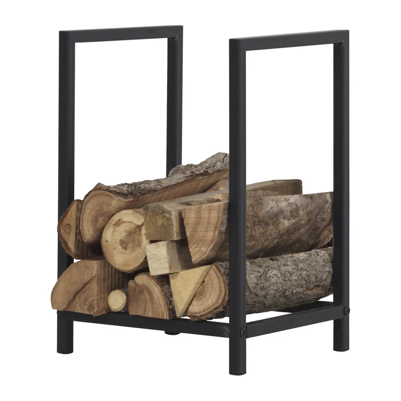 Estante para leña Torsås 40x30x50cm de acero negro [en.casa]