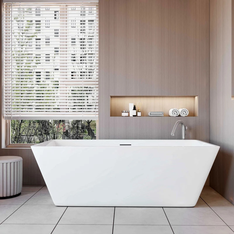 AICA Bañera de acrílico rectangular exenta,1700x800x580mm,color blanco,incluye manguera + desagüe