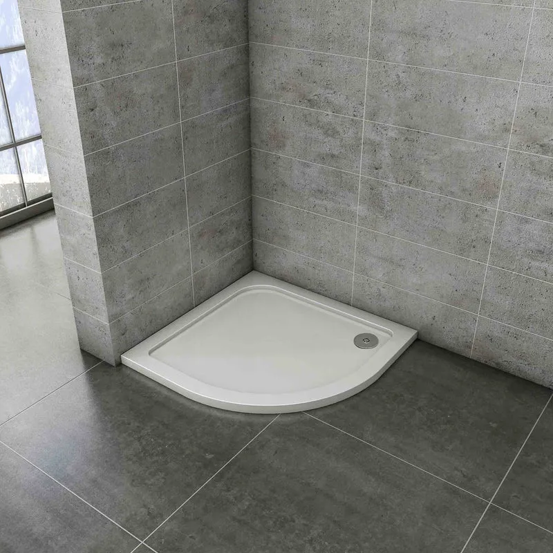 AICA Plato de Ducha Curvo Semicircular 76x76x3cm/100x100x3cm Extraplano Antideslizante Capa Gelcoat Blanco
