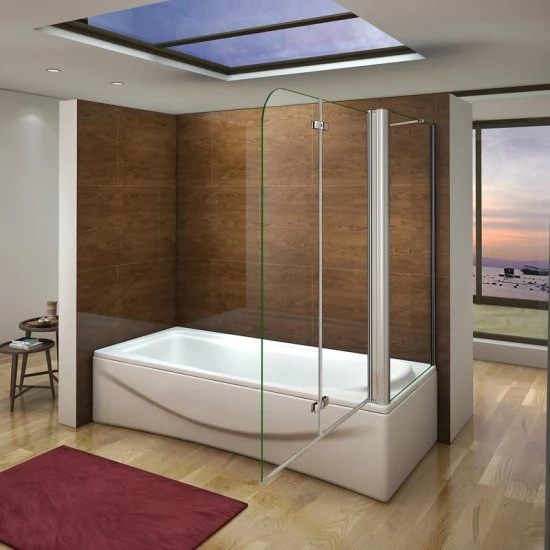 Mamparas Bañera Cristal 6mm Plegable con Panel Fijo Easyclean