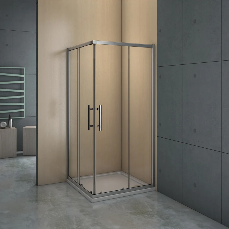 Mampara de ducha angular - 2 Fijas + 2 Correderas, Puertas Correderas