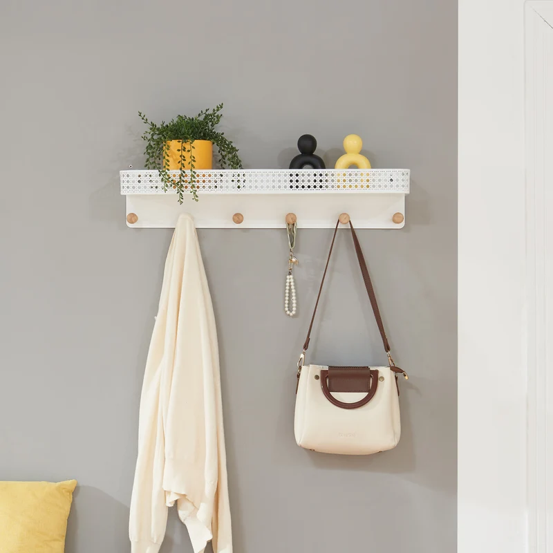 Perchero de pared con estante Jäller [en.casa]