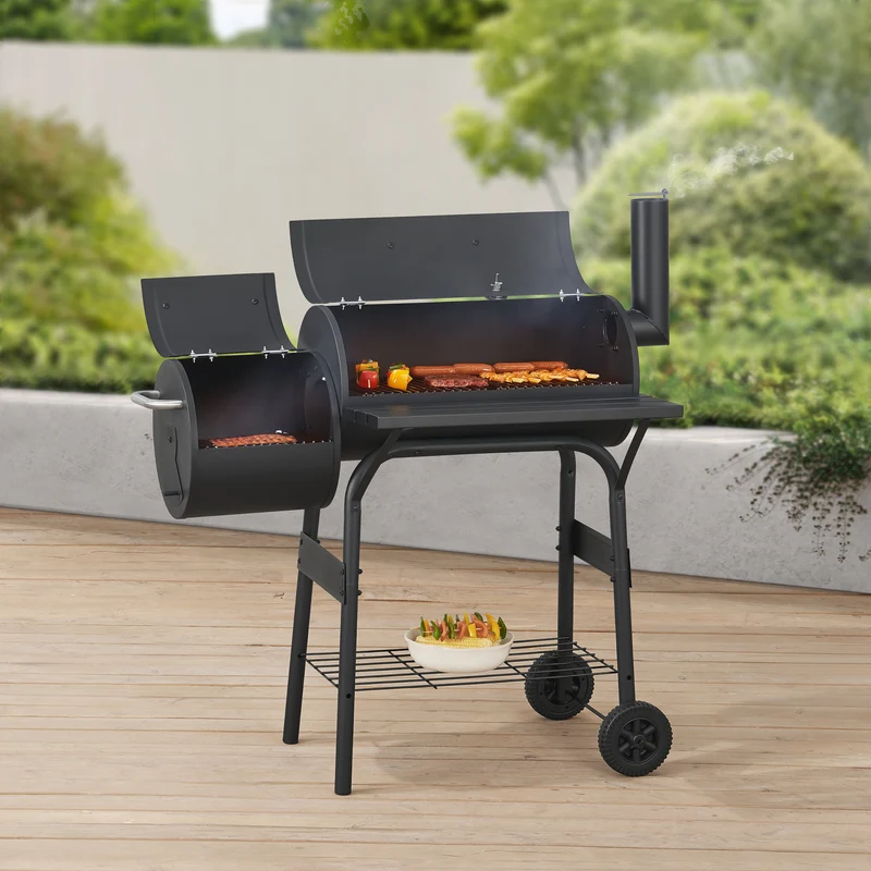 Carro de barbacoa para fumadores Arielli 115x110x64cm Negro [casa.pro]