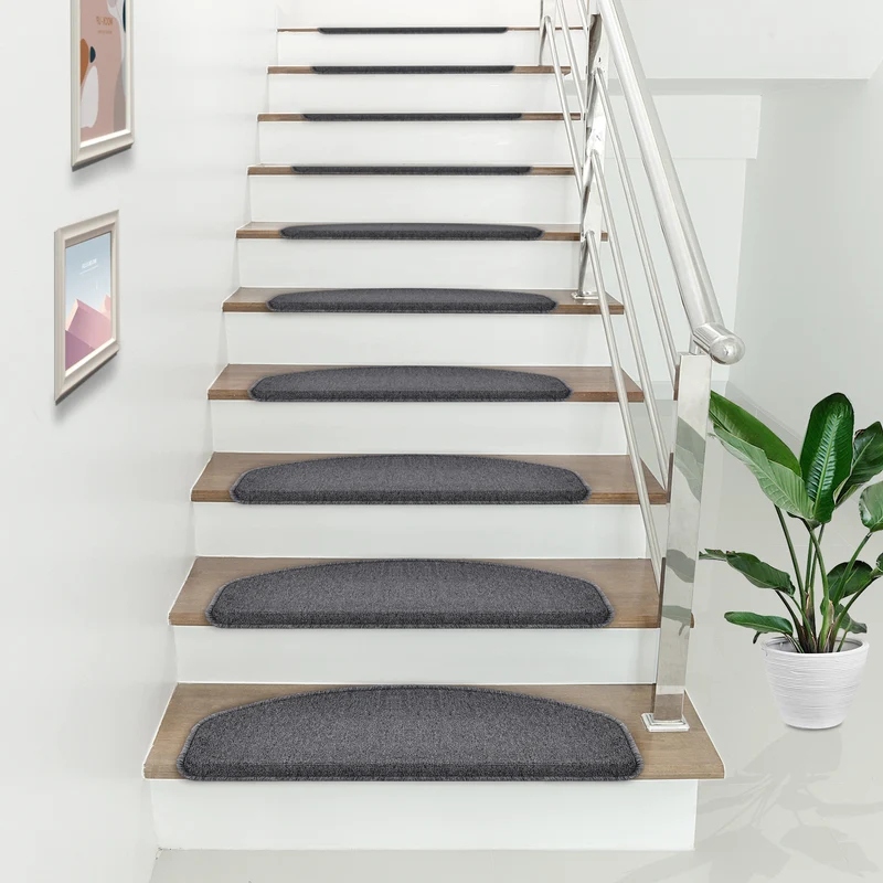 Juego de 15 Alfombrillas de escalera Halbrund 65 x 24 cm Diferentes colores [en.casa]