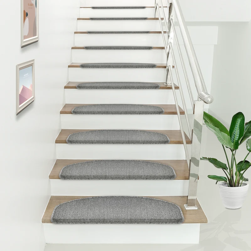 Juego de 15 Alfombrillas de escalera Halbrund 65 x 24 cm Diferentes colores [en.casa]